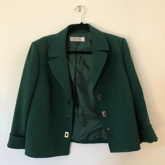 Tahari Christmas Green Blazer Perfect Condition - Picture 4 of 6